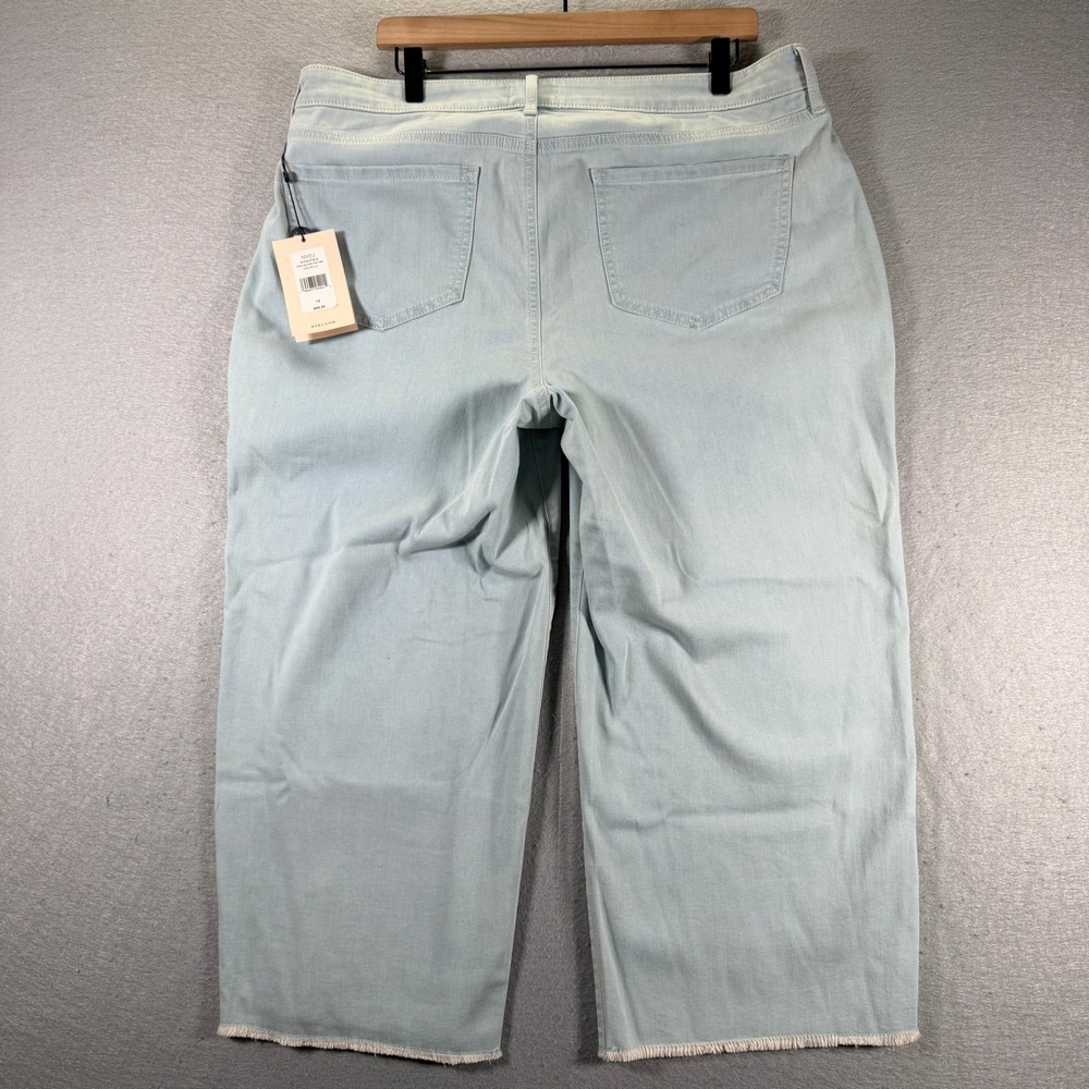 NYDJ Womens Size 12 Wide Leg Crop Capri Jeans Valhalla Frayed Hem Stretch New - Picture 2 of 16